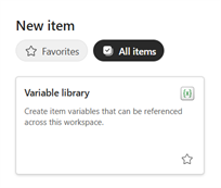 Variable library in the New item menu