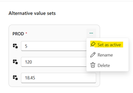 Set the production value set as active